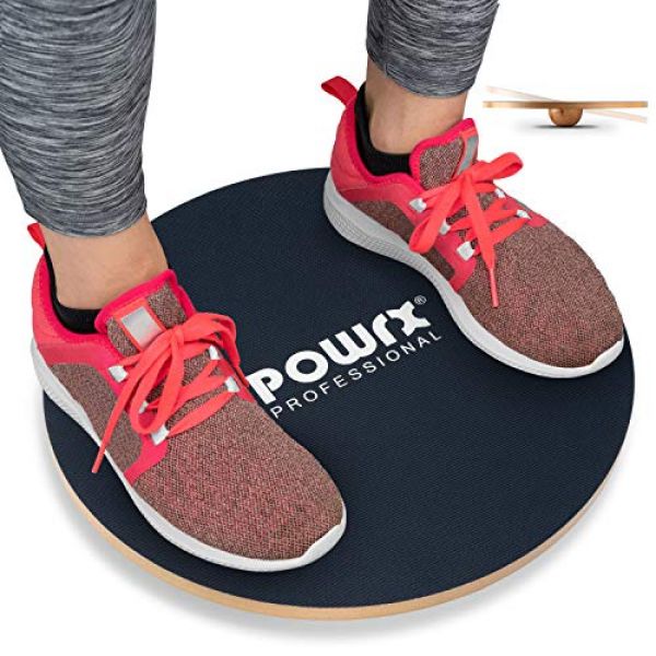 POWRX Balance Board Wackelbrett inklusive Workout, Balance Trainer aus Holz
